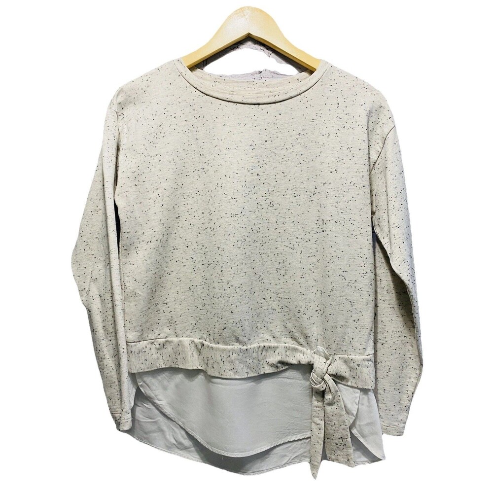 LOFT Ivory Speckled Layered Long Sleeve Lightweight Sweatshirt Tee XS Petite